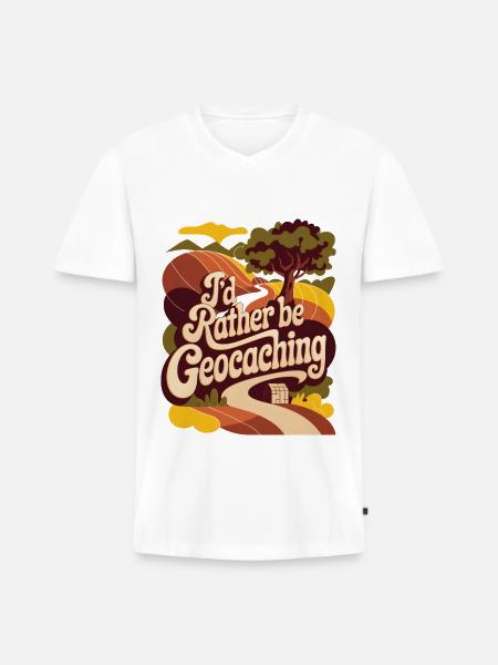 I'd Rather Be Geocaching - Men's Premium Organic T-shirt with V-neck - white