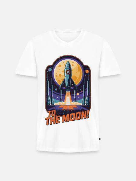 Zum Mond - Männer Premium Bio T-Shirt mit V-Ausschnitt - Weiß