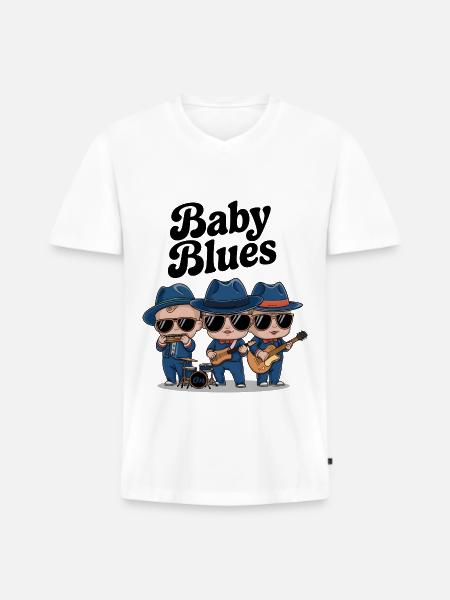 Baby Blues - T-shirt encolure en V Premium bio Homme - blanc