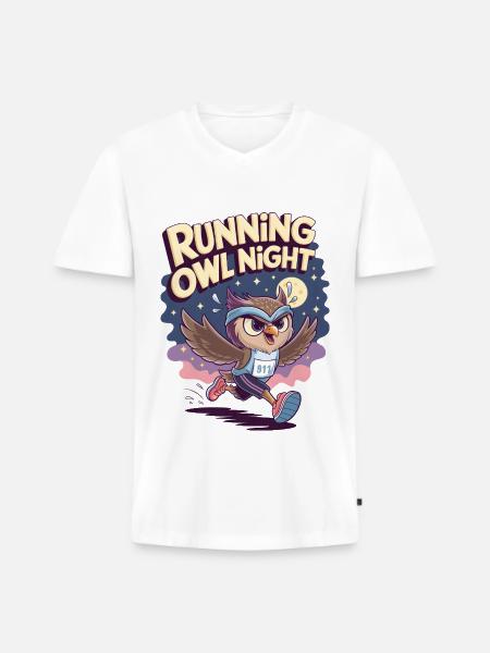 Running Owl Night - Men's Premium Organic T-shirt with V-neck - white