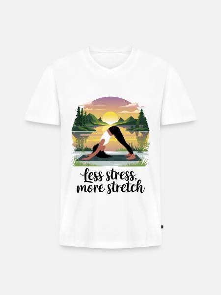 Less Stress, More Stretch - Men's Premium Organic T-shirt with V-neck - white