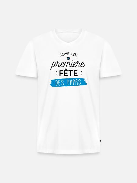 Erstes Fest der Väter - Männer Premium Bio T-Shirt mit V-Ausschnitt - Weiß