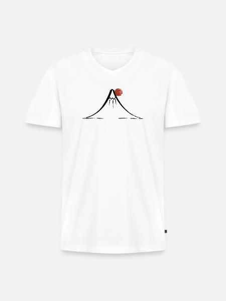 Mount Fuji - Männer Premium Bio T-Shirt mit V-Ausschnitt - Weiß