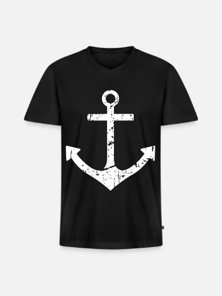 anchor - Men's Premium Organic T-shirt with V-neck - black