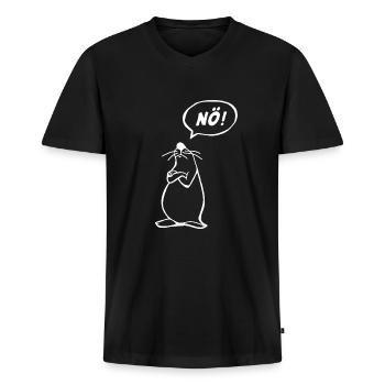 NÖ Maus - Männer Premium Bio T-Shirt mit V-Ausschnitt - Schwarz - Vorne - Nico (187cm)