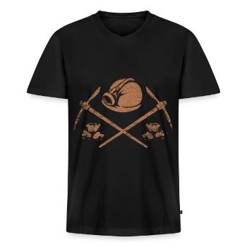 Stolzer Bergmann Kohlebergwerk - Männer Premium Bio T-Shirt mit V-Ausschnitt - Schwarz - Vorne - Nico (187cm)
