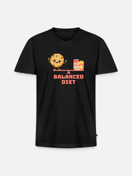 équilibré cookie fastfood Régime - T-shirt encolure en V Premium bio Homme - noir