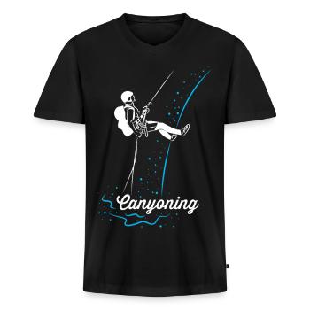 Wildes Canyoning Schluchtentour - Männer Premium Bio T-Shirt mit V-Ausschnitt - Schwarz - Vorne - Nico (187cm)