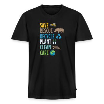 Umweltschützer Grüne Umweltschutz Spruch Öko - Männer Premium Bio T-Shirt mit V-Ausschnitt - Schwarz - Vorne - Nico (187cm)