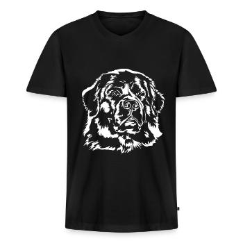 Gelassener Neufundländer Wasserhund - Männer Premium Bio T-Shirt mit V-Ausschnitt - Schwarz - Vorne - Nico (187cm)