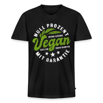 Grillen - Null Prozent Vegan - Fleischesser - Männer Premium Bio T-Shirt mit V-Ausschnitt - Schwarz - Vorne - Nico (187cm)