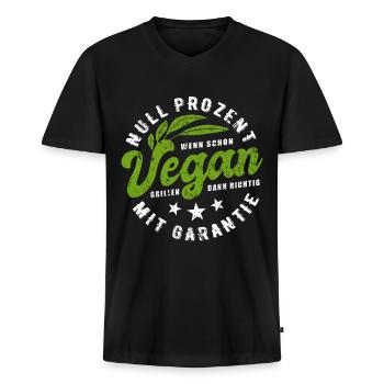 Grillen - Null Prozent Vegan - Fleischesser - Männer Premium Bio T-Shirt mit V-Ausschnitt - Schwarz - Vorne - Nico (187cm)