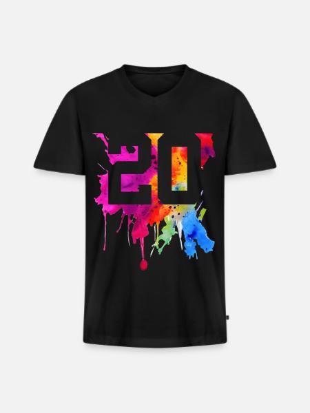 20 ANS 20 ANNIVERSAIRE - T-shirt encolure en V Premium bio Homme - noir