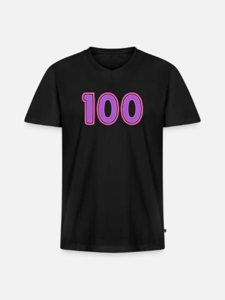 100. 100 YEARS. 100th ANNIVERSARY - Men's Premium Organic T-shirt with V-neck - black