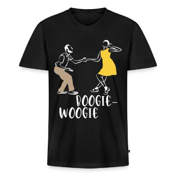 Fetziger Boogie-Woogie Tanzabend - Männer Premium Bio T-Shirt mit V-Ausschnitt - Schwarz - Vorne - Nico (187cm)