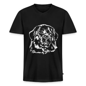 Wasserfreudiger Neufundländer Retter - Männer Premium Bio T-Shirt mit V-Ausschnitt - Schwarz - Vorne - Nico (187cm)