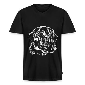 Wasserfreudiger Neufundländer Retter - Männer Premium Bio T-Shirt mit V-Ausschnitt - Schwarz - Vorne - Nico (187cm)
