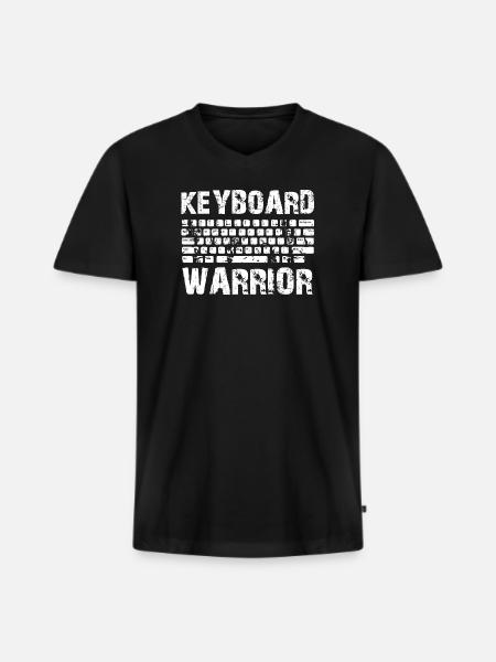 Keyboard Warrior - Männer Premium Bio T-Shirt mit V-Ausschnitt - Schwarz
