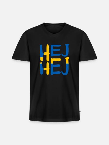 HEJ HEJ SWEDEN - Men's Premium Organic T-shirt with V-neck - black
