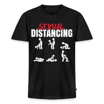 Sex Distanz Stellung Sexvideo Sexspielzeug - Männer Premium Bio T-Shirt mit V-Ausschnitt - Schwarz - Vorne - Nico (187cm)