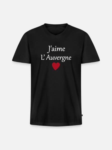 J'aime l'auvergne - T-shirt encolure en V Premium bio Homme - noir