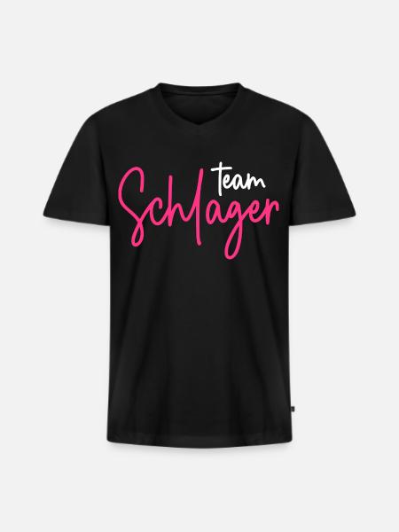 Team Schlager - Männer Premium Bio T-Shirt mit V-Ausschnitt - Schwarz