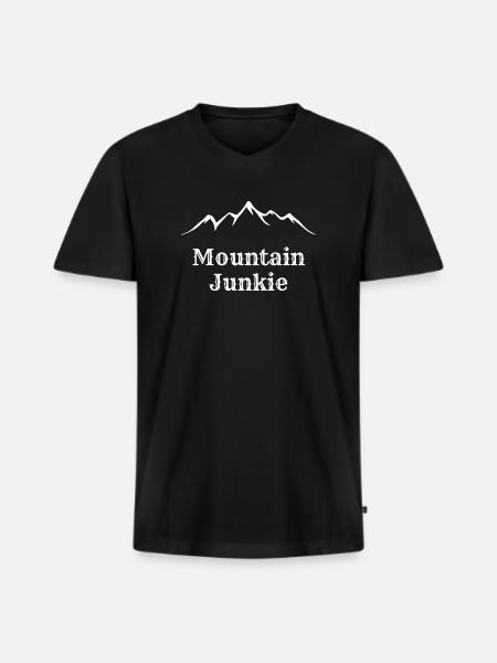 mountain junkie - Men's Premium Organic T-shirt with V-neck - black