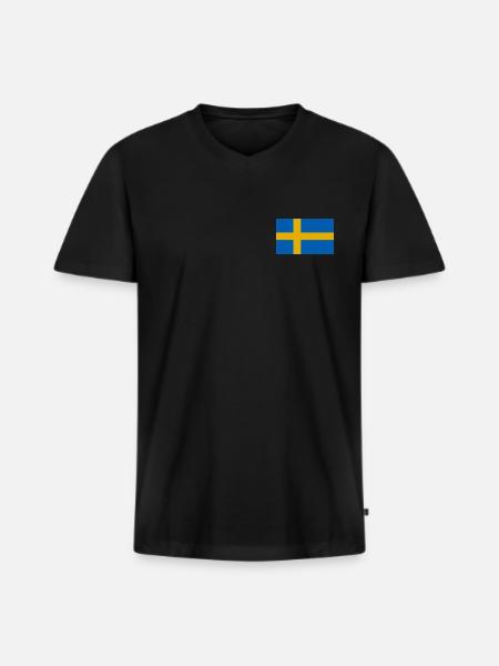Schweden Flagge - Männer Premium Bio T-Shirt mit V-Ausschnitt - Schwarz
