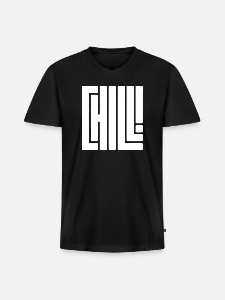 Chill doch - Männer Premium Bio T-Shirt mit V-Ausschnitt - Schwarz