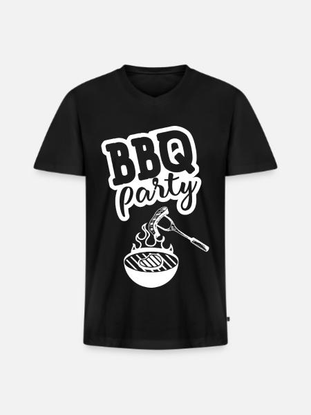 BBQ PARTY Kitchen Apron - Men's Premium Organic T-shirt with V-neck - black