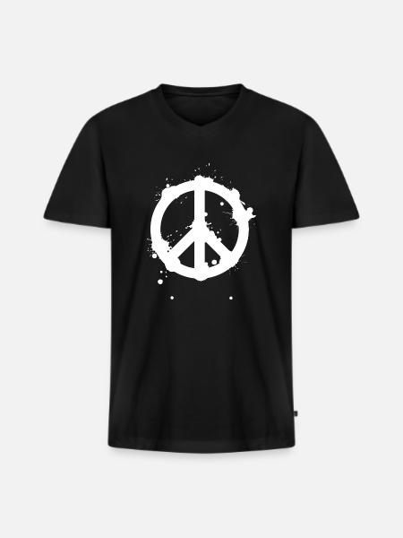 Peace Splash Guerrilla Print Style - Men's Premium Organic T-shirt with V-neck - black