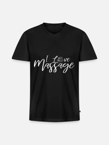 Massage - T-shirt encolure en V Premium bio Homme - noir