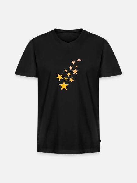Star asterisk pattern starry sky - Men's Premium Organic T-shirt with V-neck - black