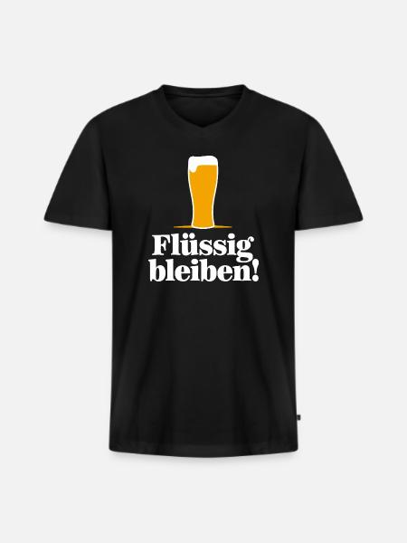 Flüssgig bleiben - Männer Premium Bio T-Shirt mit V-Ausschnitt - Schwarz