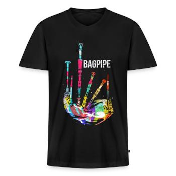 Urtümlicher Dudelsack Volksmusik - Männer Premium Bio T-Shirt mit V-Ausschnitt - Schwarz - Vorne - Nico (187cm)