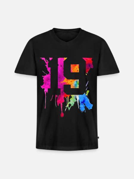 19 YEARS 19TH BIRTHDAY - Men's Premium Organic T-shirt with V-neck - black