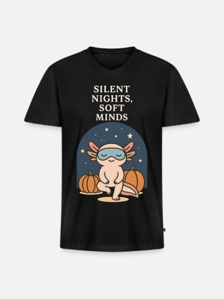 Axolotl Silent Nights Halloween - Männer Premium Bio T-Shirt mit V-Ausschnitt - Schwarz