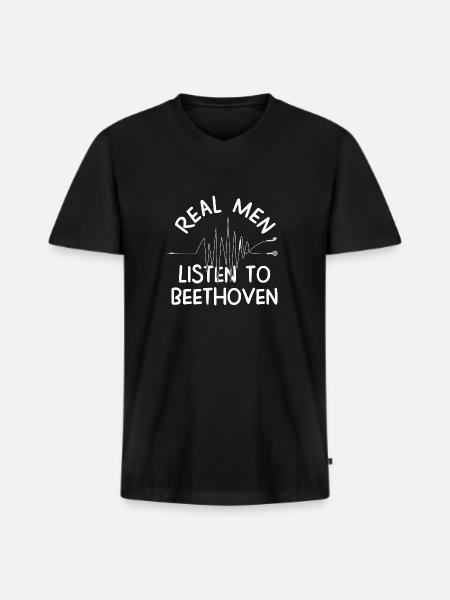 Beethoven - T-shirt encolure en V Premium bio Homme - noir