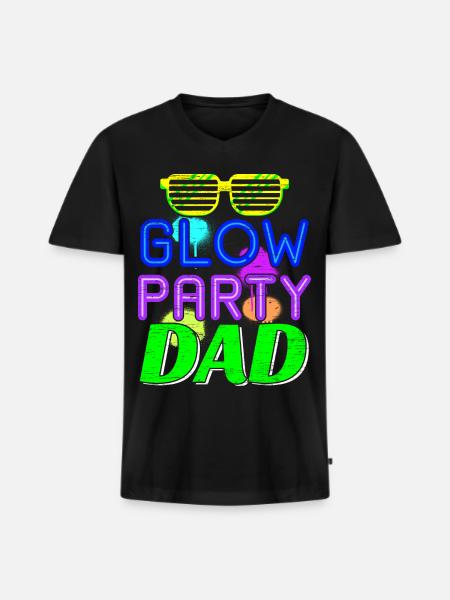 Glow Party Dad - Männer Premium Bio T-Shirt mit V-Ausschnitt - Schwarz