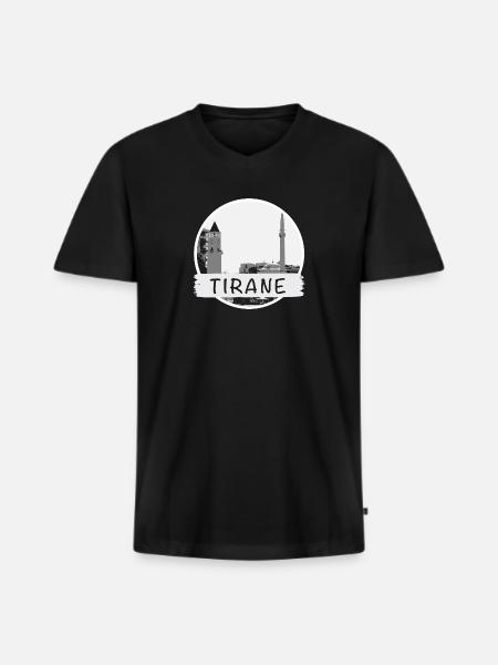 Tirana City - Männer Premium Bio T-Shirt mit V-Ausschnitt - Schwarz