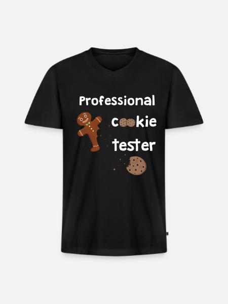 Professional Cookie Tester - Lebkuchenmann - Männer Premium Bio T-Shirt mit V-Ausschnitt - Schwarz