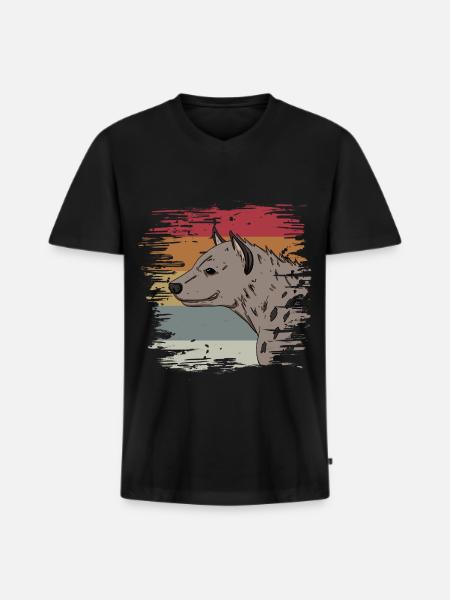 Hyäne - Männer Premium Bio T-Shirt mit V-Ausschnitt - Schwarz