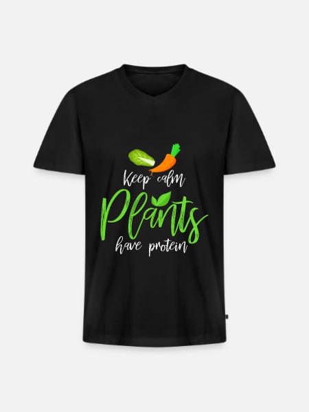 Vegan - Men's Premium Organic T-shirt with V-neck - black