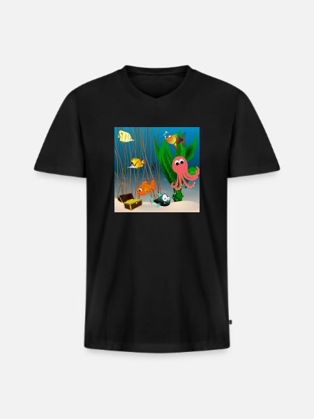 Marine life - Men's Premium Organic T-shirt with V-neck - black