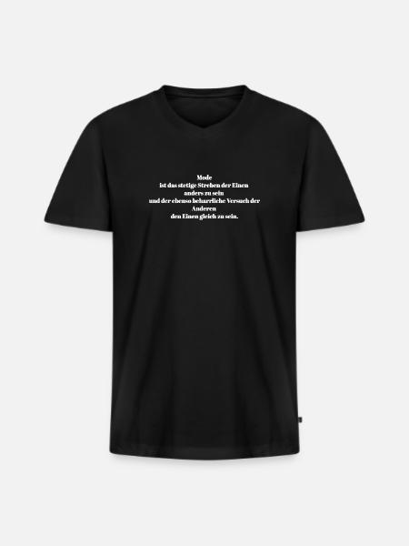 Mode - Männer Premium Bio T-Shirt mit V-Ausschnitt - Schwarz