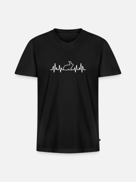 rabbit heartbeat - Men's Premium Organic T-shirt with V-neck - black