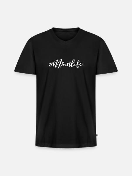 Momlife - Slogan Design - Men's Premium Organic T-shirt with V-neck - black