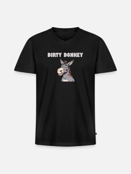 DIRTY DONKEY - Men's Premium Organic T-shirt with V-neck - black