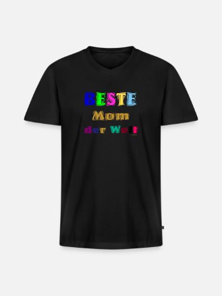 Beste Mutter der Welt - Männer Premium Bio T-Shirt mit V-Ausschnitt - Schwarz