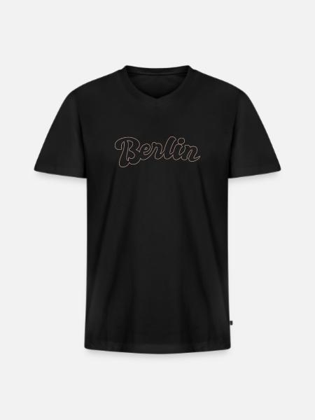 Berlin German Capital lettering - Men's Premium Organic T-shirt with V-neck - black